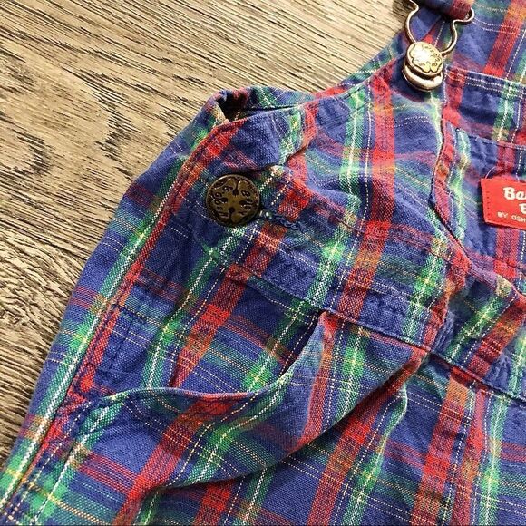 𝅺Vintage Osh Kosh B'Gosh Multicolor Gingham Bib Overalls Size 2T Boys Girls USA - Picture 3 of 9
